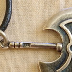 Silver pendant double axe 925 on leather cord, like new
