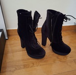 Fred suede ankle boots new, size 37, 12 cm heel, black