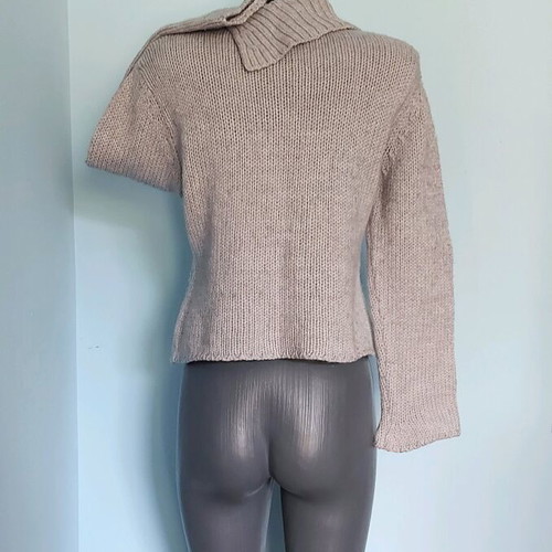 Vintage Italian Sweater used, wool blend, asymmetrical collar