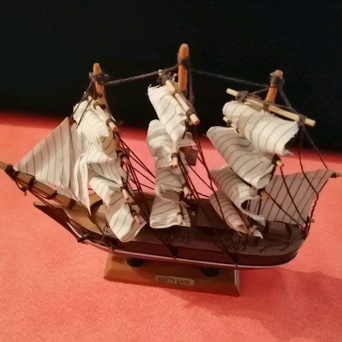 Wooden handmade vintage ship like new, decorative sailing ship