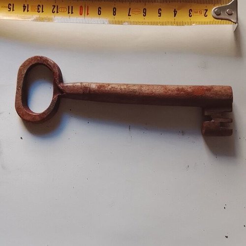 Handmade iron key used, 14cm, late 19th century from Ioannina mansion