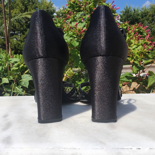 Vintage Dános satin sandals used, size 38, black