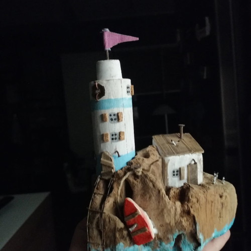 Shabby chic lighthouse decoration with house new