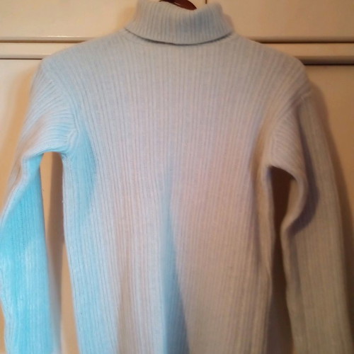 Benetton angora sweater used, pastel blue with turtleneck, size L