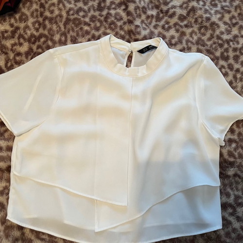 Zara crop blouse used, white, size M