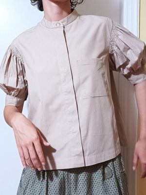 COS beige minimal shirt new, boxy fit with puffed sleeves