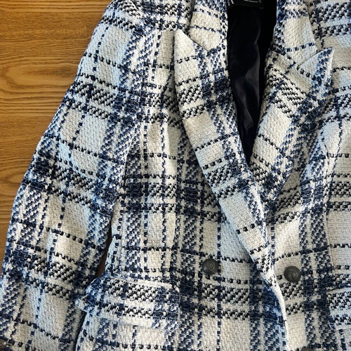 Zara Tweed Checked Blazer jacket, size L