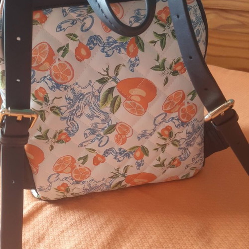 Axel backpack with quilted texture and citrus pattern, like new