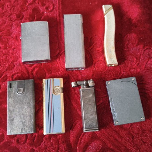 Lot of 7 Vintage lighters including Zippo, Porsche Design, Maruman