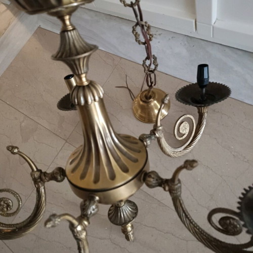 Solid brass 5-light neoclassical chandelier like new