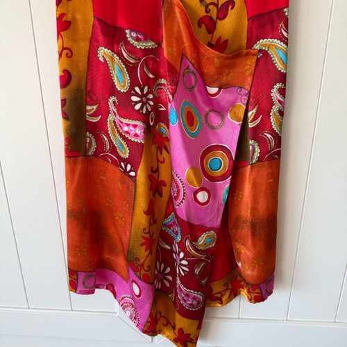 Asymmetric Wrap Skirt like new, colorful patchwork, size S