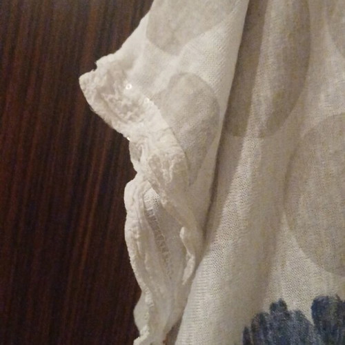Semi-transparent plus size blouse, white and blue