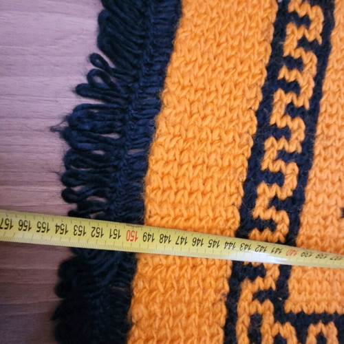 Handmade wool woven rugs on loom, 3 identical designs, well preserved