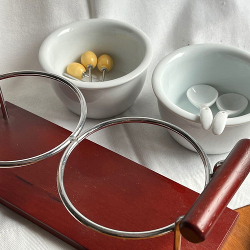 Ceramic fondue set like new, very good quality