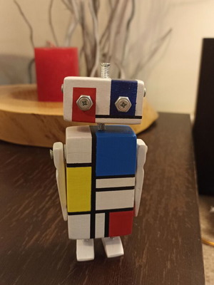 Robot handmade decoration inspired by Piet Mondrian, like new