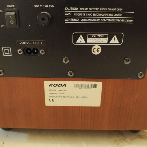 Koda Active Subwoofer 150W Like New, 10" Speaker, Wood Finish