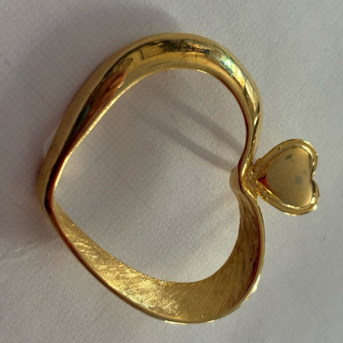 Pendant large gold heart handmade gilded like new