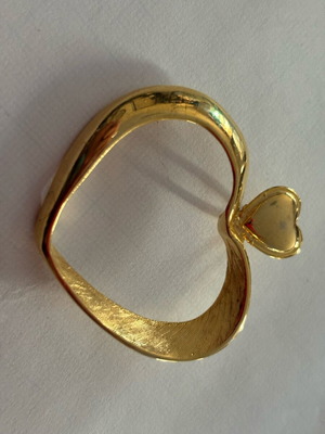 Pendant large gold heart handmade gilded like new