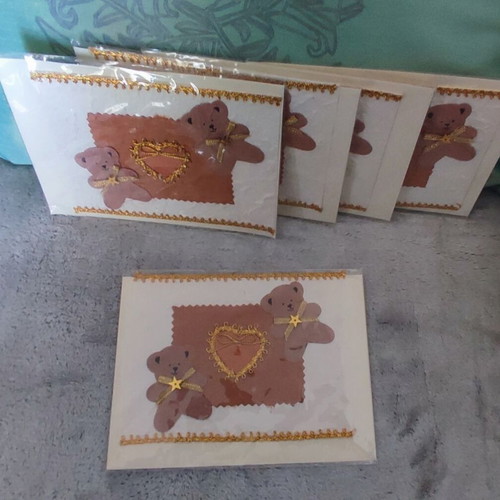 Handmade Bear Cards pack of 5 pieces new