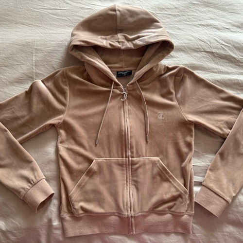 Juicy Couture Velour Diamante Robertson Hoodie like new, XS, beige brown