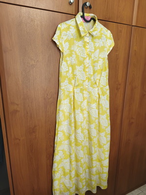 Lady Boho yellow summer dress medium, 100% viscose