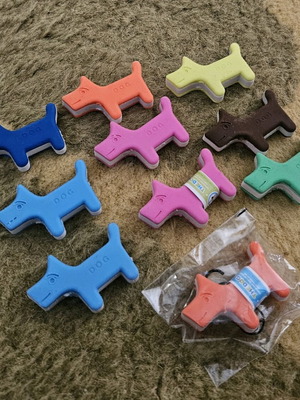 Dog-shaped erasers like new, unused