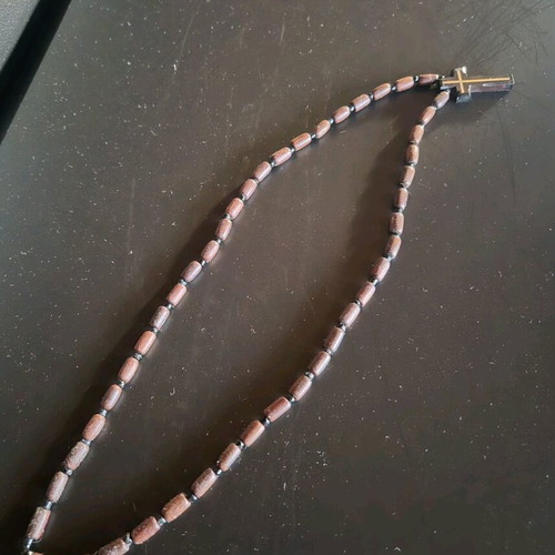 Handmade wooden prayer rope necklace with cross 40cm like new