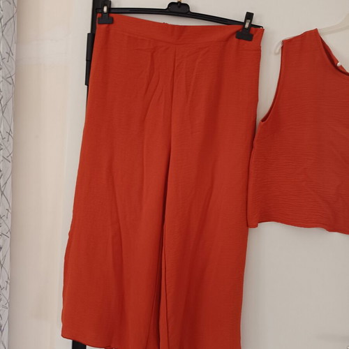 Women's set top and zip culotte new, terracotta color