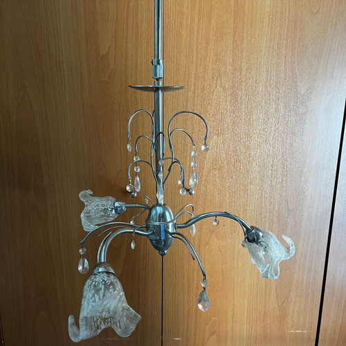 Ceiling light with 3 glass lamps, chrome finish