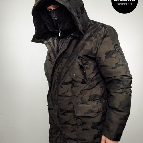Adhoc 1959 The Bold Parka men's hooded camo down jacket like new, size L•XL