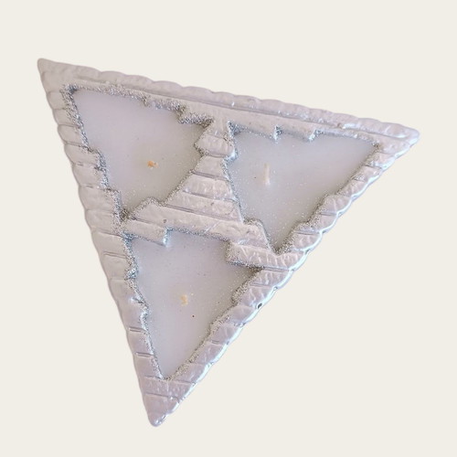 Christmas triangle decorative with 3 silver candles new