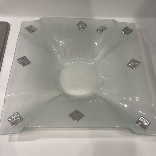 Vetropolis Square Deep Serving Platter like new with Metal Details