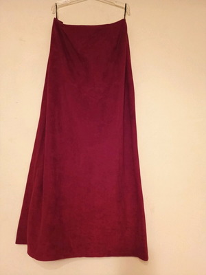 Velvet skirt long with back slit, like new, red