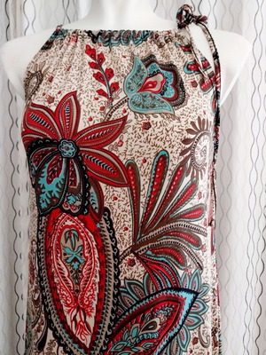 Long loose dress like new, printed elastic fabric, size S/M