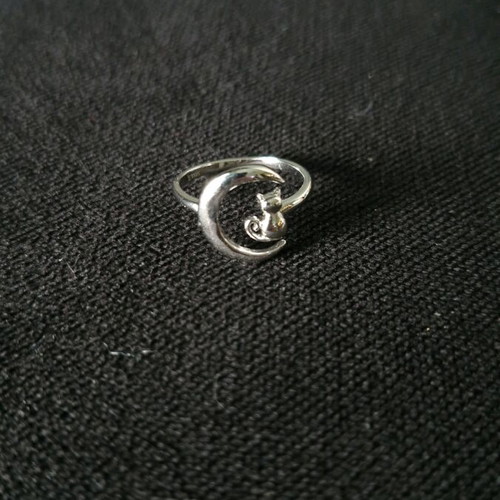 Silver ring cat on the moon new, one size
