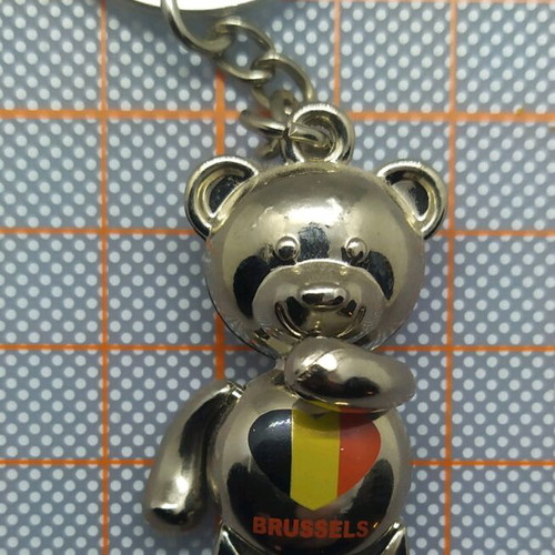 Metal keychain Brussels/Teddy Bear new, silver