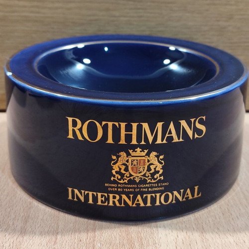 Rothmans International ceramic ashtray used, vintage advertising