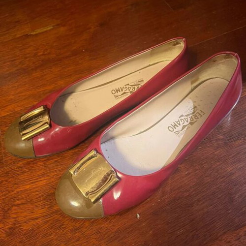 Salvatore Ferragamo ballerinas used, size 40–41, brown and pink