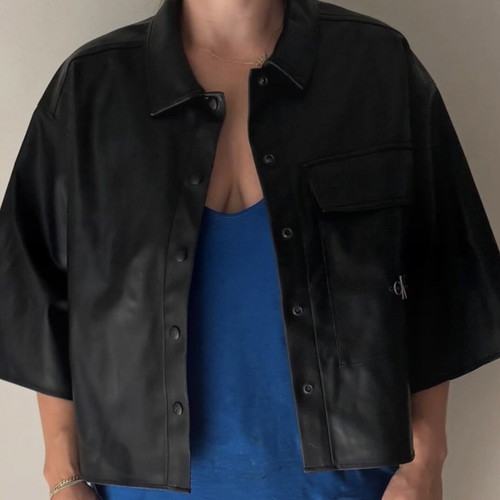 Calvin Klein jacket new, black, short sleeve with suede lining