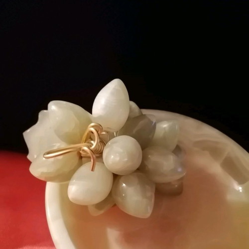Alabaster fruit bowl set like new with decorative grapes and eggs