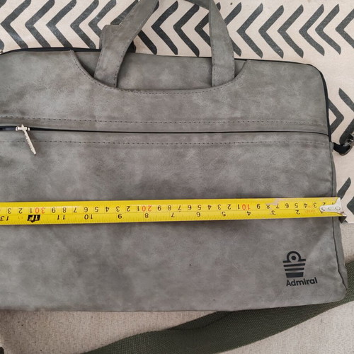 Admiral Loborn laptop bag, grey, alcantara fabric