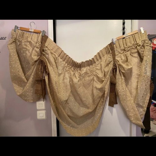 Rustic cream curtains and drapes set used, 2 pieces