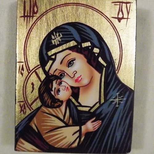Small handmade Panagia icon used