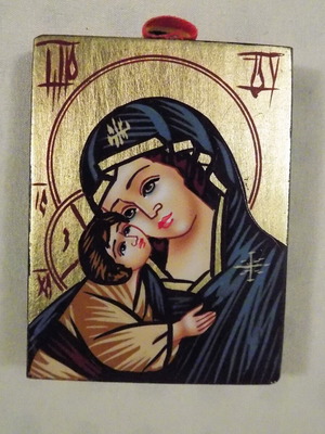 Small handmade Panagia icon used