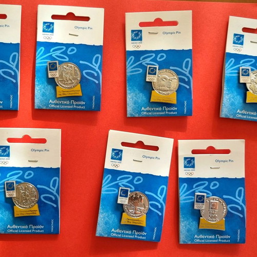 Pins Athens 2004 series Ta Pentakosiodrachma new, set of 7