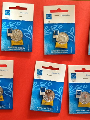 Pins Αθήνα 2004 σειρά Τα Πεντακοσιοδράχμα καινούργια, σετ 7 τεμαχίων