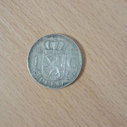 1 gulden Netherlands used, silver 0.720, 6.5 g from 1956