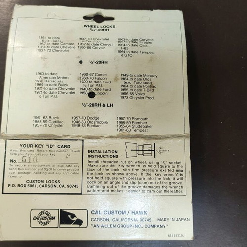 Security bolts 1/2 20RH new