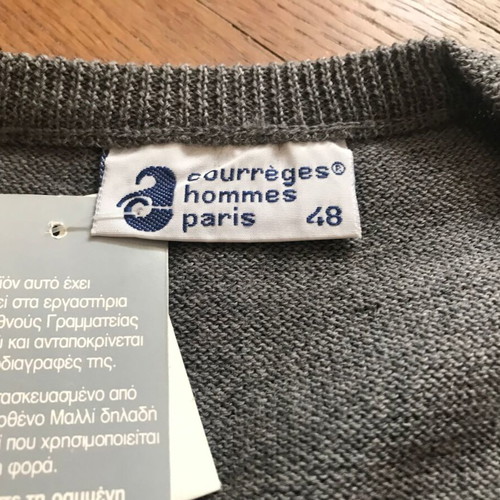 V sleeveless sweater Courrèges Homme Paris new, pure virgin wool, gray, XXL