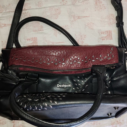 Desigual Liberty Luxury Dreams shoulder and handbag, black and burgundy